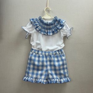 Conjunto niña Vichy azul Dulce Tiovivo 003