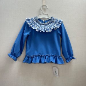 Sudadera niña Vichy azul Dulce Tiovivo 003